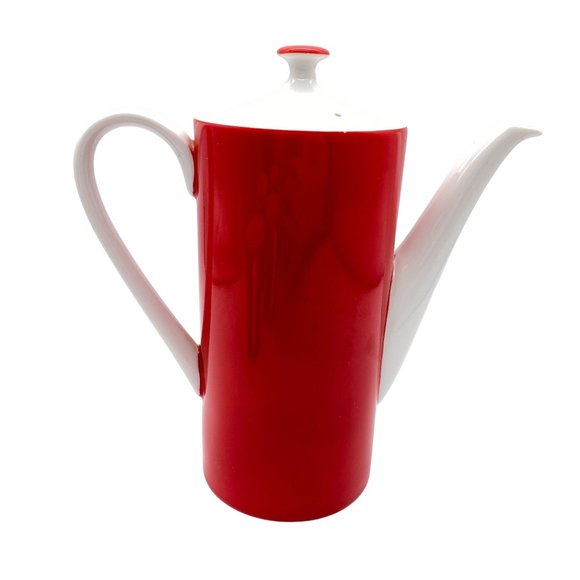 Vintage MCM coffee set Japan red white OCM coffee pot six cups ceramic - Picture 2 of 12
